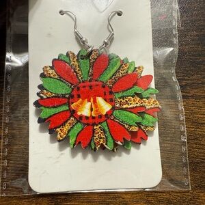 Colorful Floral Festive Holiday Earrings